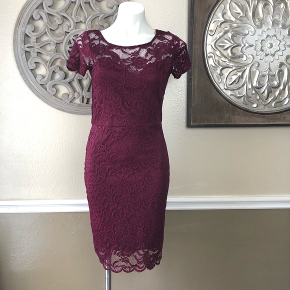 Ambiance Dresses & Skirts - Ambiance NWT Maroon lace dress size large